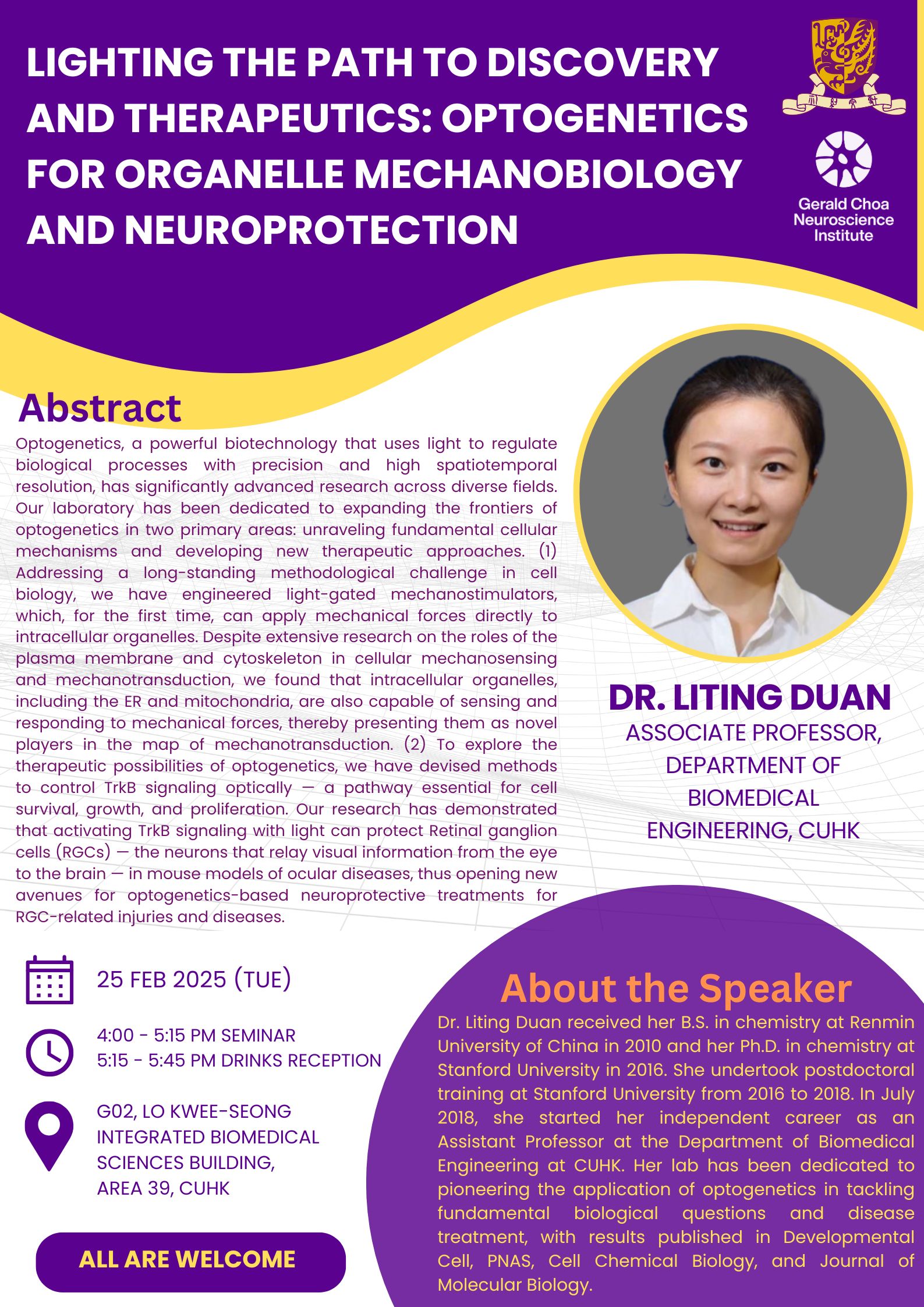 Seminar: Lighting the Path to Discovery and Therapeutics: Optogenetics for Organelle Mechanobiology and Neuroprotection