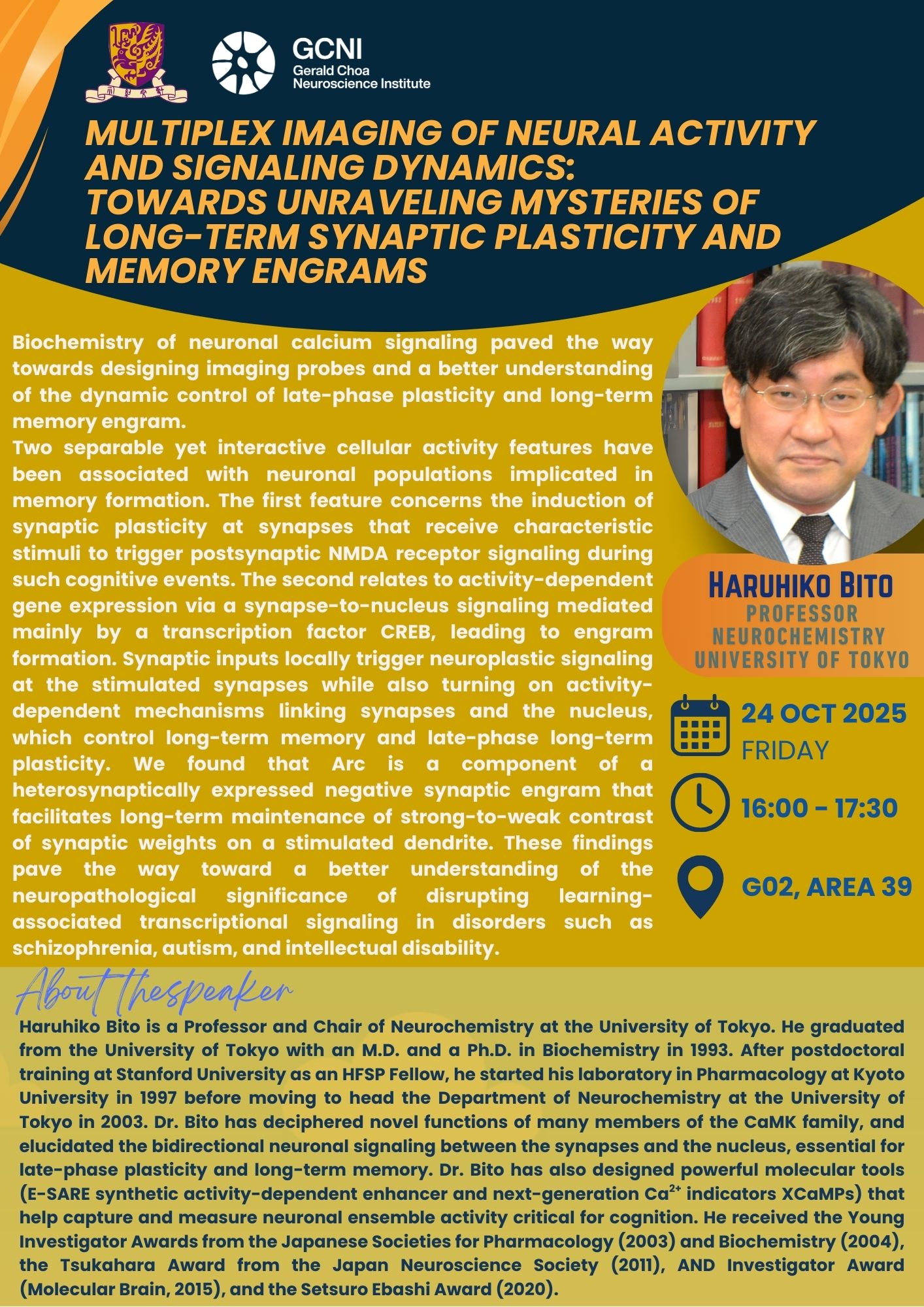 Seminar - Multiplex imaging of neural activity and signaling dynamics: towards unraveling mysteries of long-term synaptic plasticity and memory engrams